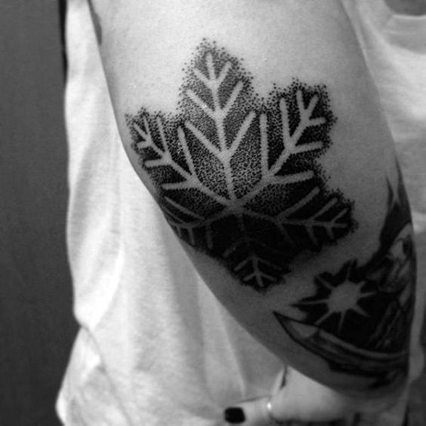 Negative Space Snowflake Tattoo on Elbow Tip Elbow Tattoo Tattoo on skin