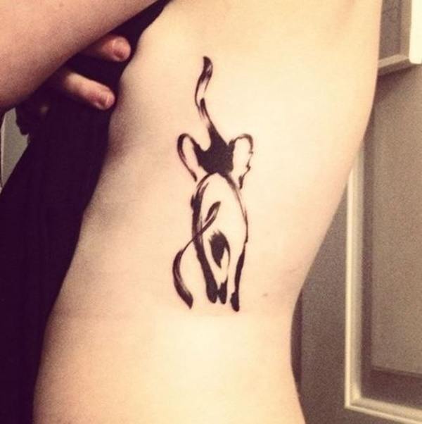Abstract Brushstroke Calligraphy Elephant Side Rib Tattoo Tattoo on skin