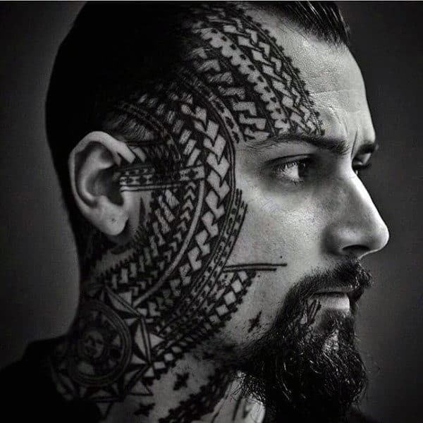 Tribal Celtic Knot Lines Face Tattoos Tattoo on skin