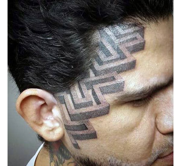3D Hidden End Maze Face Tattoos Tattoo on skin