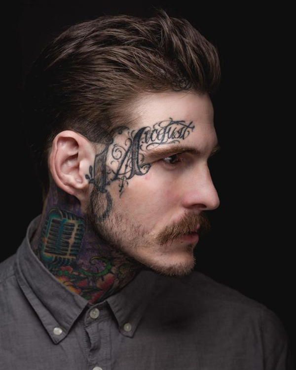 Decorative August Over Eyebrow Face Tattoos Tattoo on skin