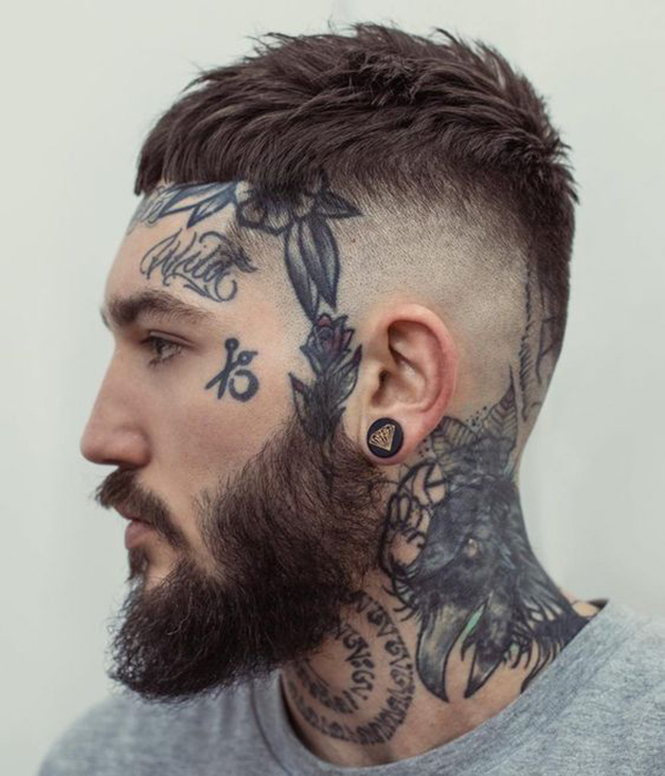 Wild Flowers Leaves Scissors Face Tattoos Tattoo on skin