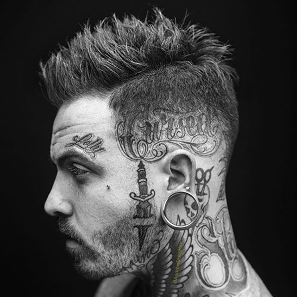 Hidden Cursed and Dagger Face Tattoos Tattoo on skin