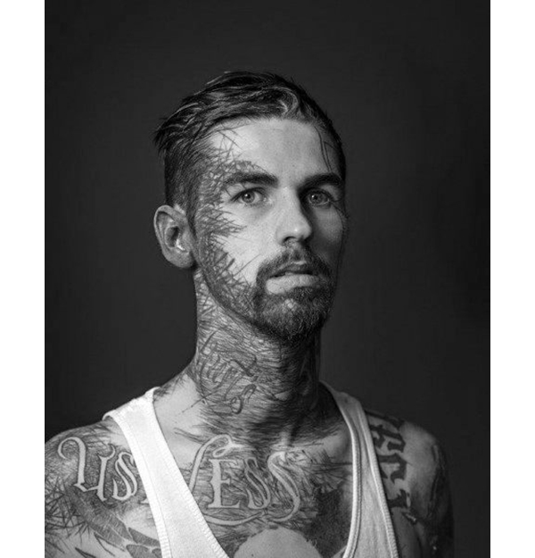 Tons of Random Lines Face Tattoos Tattoo on skin