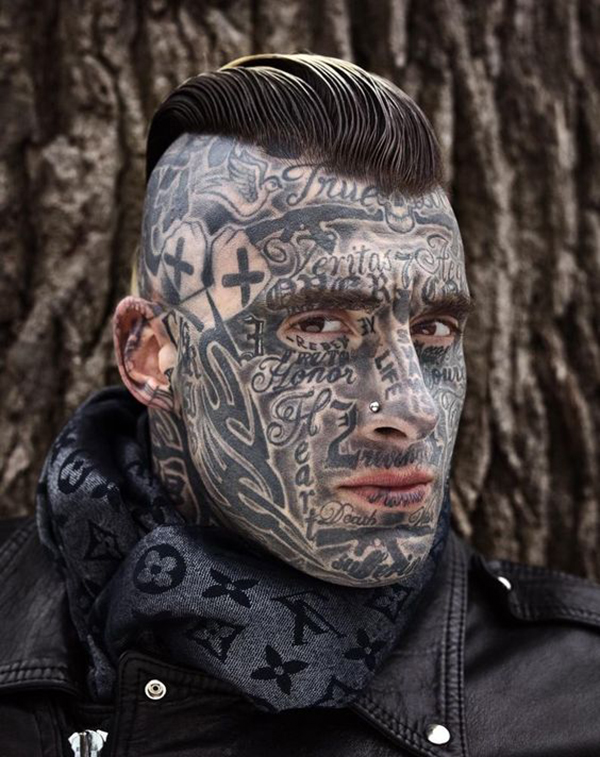 Words of Faith Gangster Face Tattoos Tattoo on skin