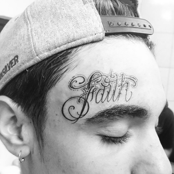 Delicate Flowing Faith Tattoo for Forehead Tattoo on skin