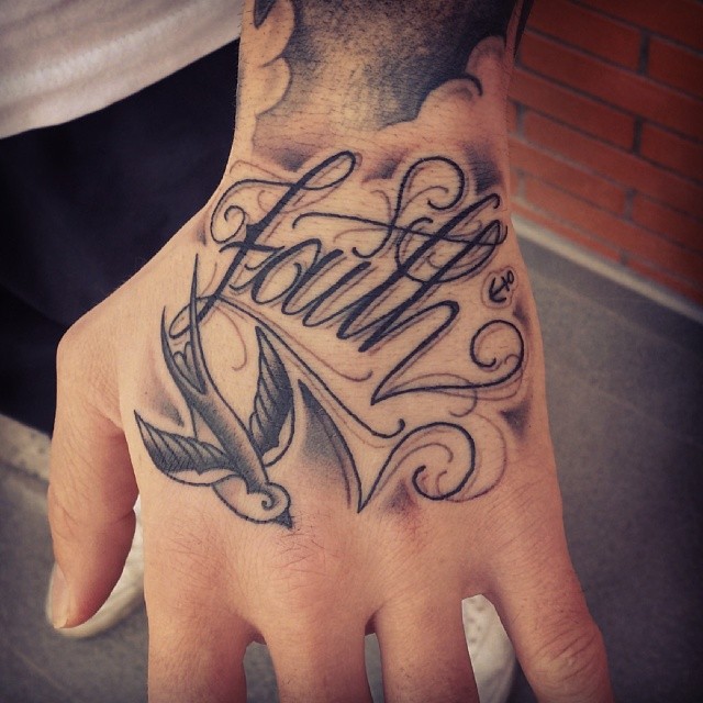 Flying Dove Faith Hand Faith Tattoo Tattoo on skin