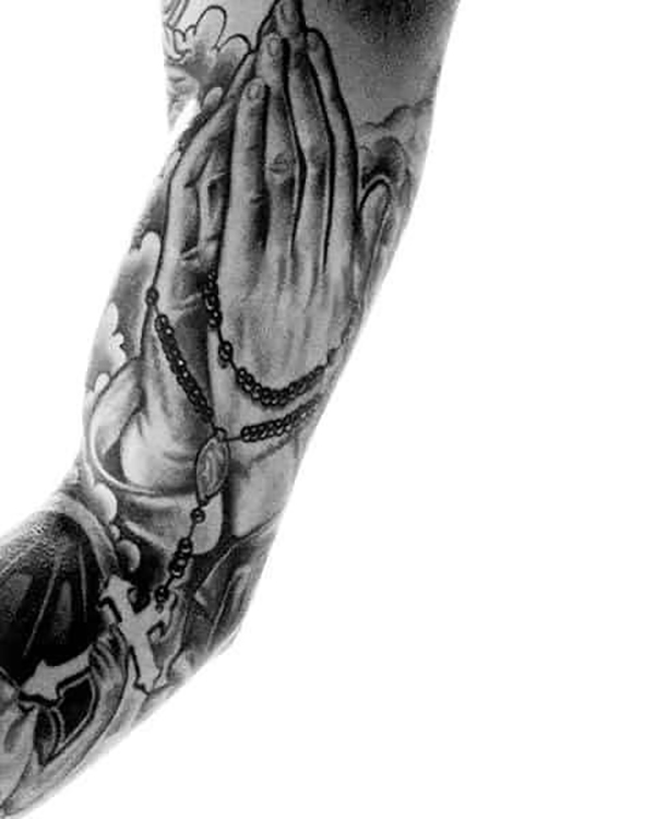 Praying Hands Arm Sleeve Faith Tattoo Tattoo on skin