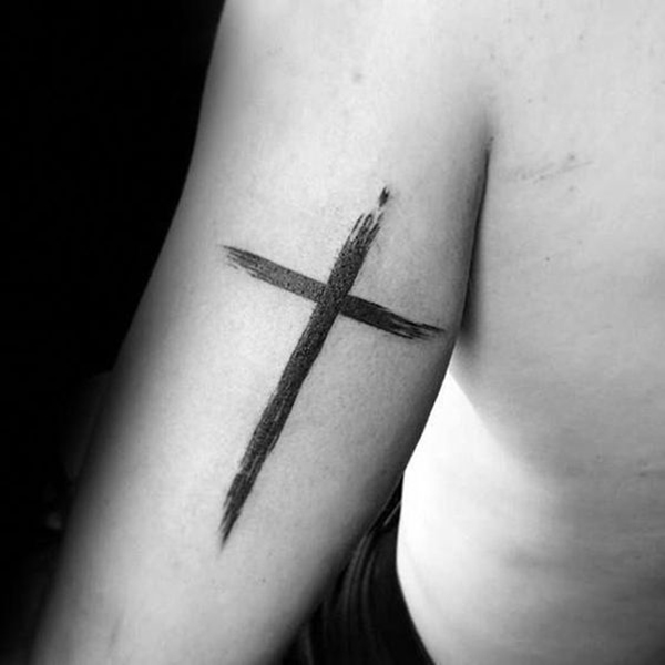 Sketched Edges Cross Forearm Faith Tattoo Tattoo on skin