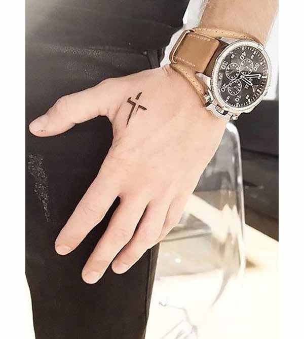 Small Cubed Style Cross Faith Tattoo Tattoo on skin