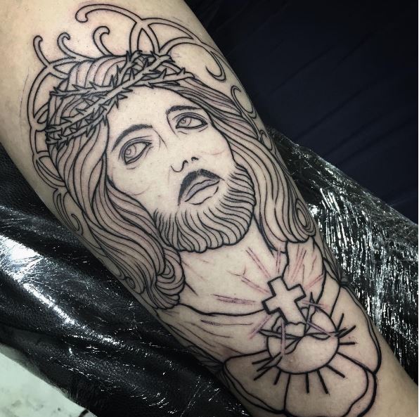 The Face of Jesus Christ Rising Up Faith Tattoo Tattoo on skin