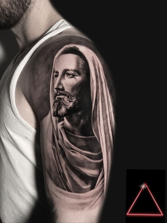 Traditional Jesus Portrait Faith Tattoo Design Tattoo on skin