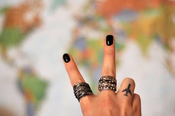 Airplane Finger Tattoo Tattoo on skin