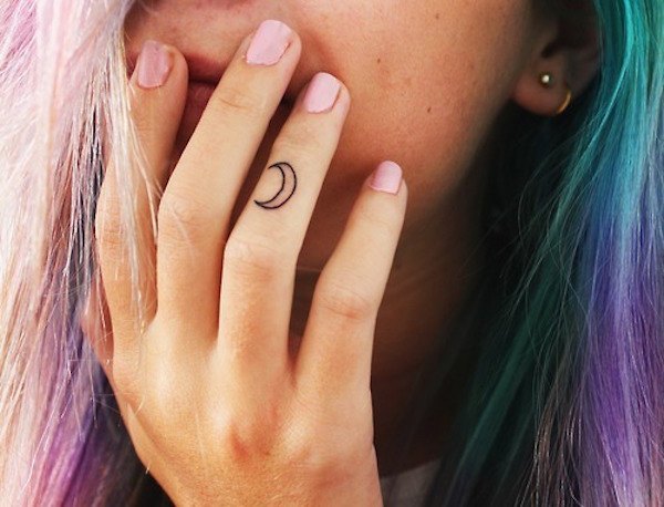 Crescent Moon Tiny Finger Tattoos Tattoo on skin