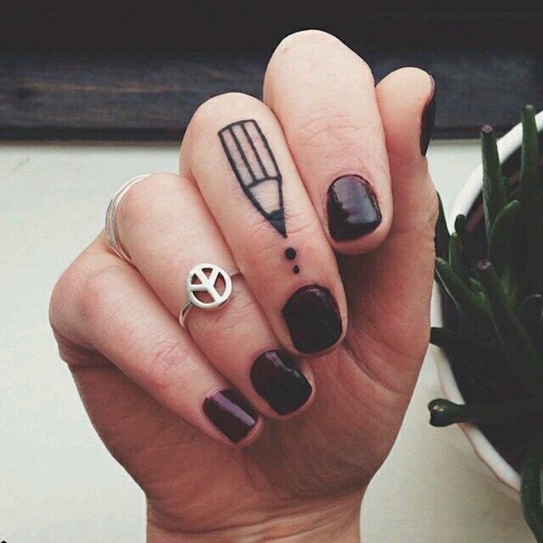 Pencil Finger Tattoo Idea Tattoo on skin