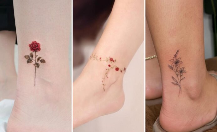 35+ Flower Ankle Tattoo Ideas Wrapping With Delicate Botanical Grace