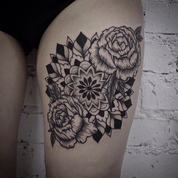 Flowers and Shapes Flower Tattoo Tattoo on skin