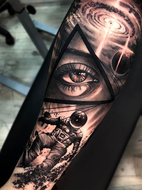 Astronaut Lost in the Void forearm tattoo Tattoo on skin