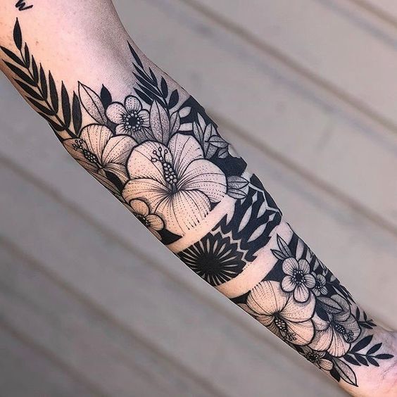 Flower Forearm Sleeve Tattoo Tattoo on skin