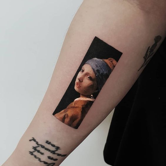Girl with a Pearl Earring Tattoo on skin