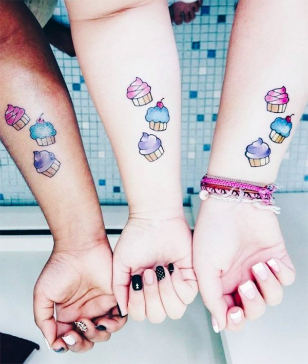 Dancing Cupcakes Matching Friendship Tattoos Tattoo on skin