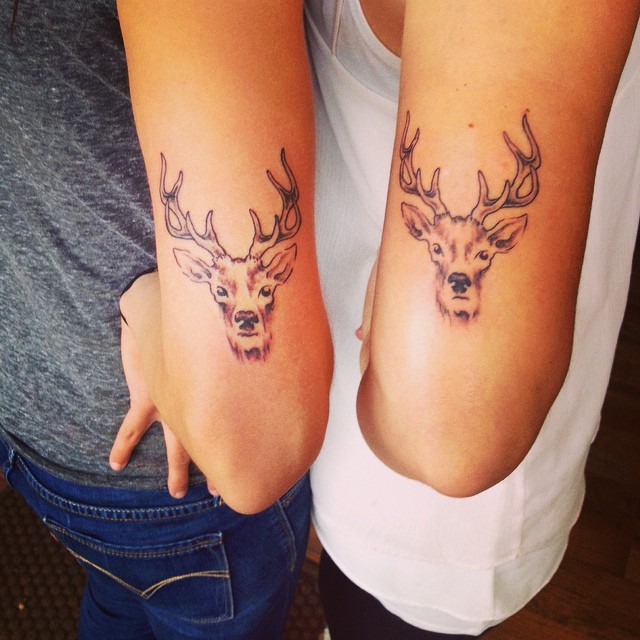 Ethereal 10-Point Buck Matching Tattoos for Best Friends Tattoo on skin