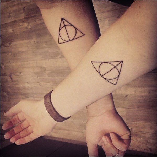 Harry Potter Deathly Hallows Matching Best Friend Tattoos Tattoo on skin