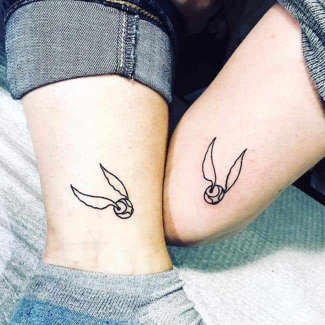 Harry Potter Golden Snitch Matching Best Friend Tattoos Tattoo on skin