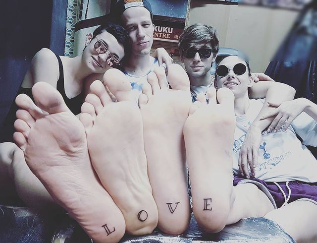 “L-O-V-E” Heel Friend Tattoo Ideas for Four Best Friends Tattoo on skin