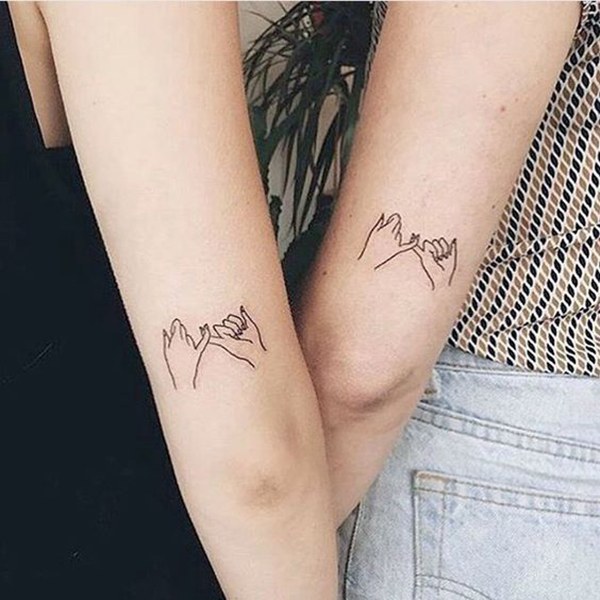 Pinkie Promise Matching Arm Friend Tattoo for Best Friends Tattoo on skin