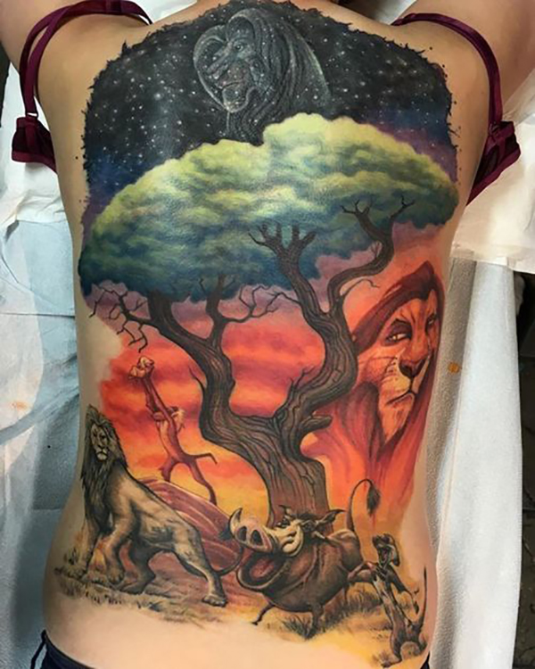 A Back Tattoo Fit for a Lion King Tattoo Design Tattoo on skin