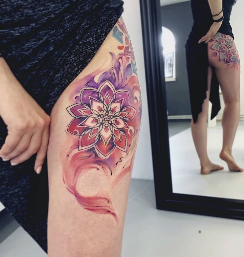 A Cheeky Persian Flower Tattoo Designs Tattoo on skin