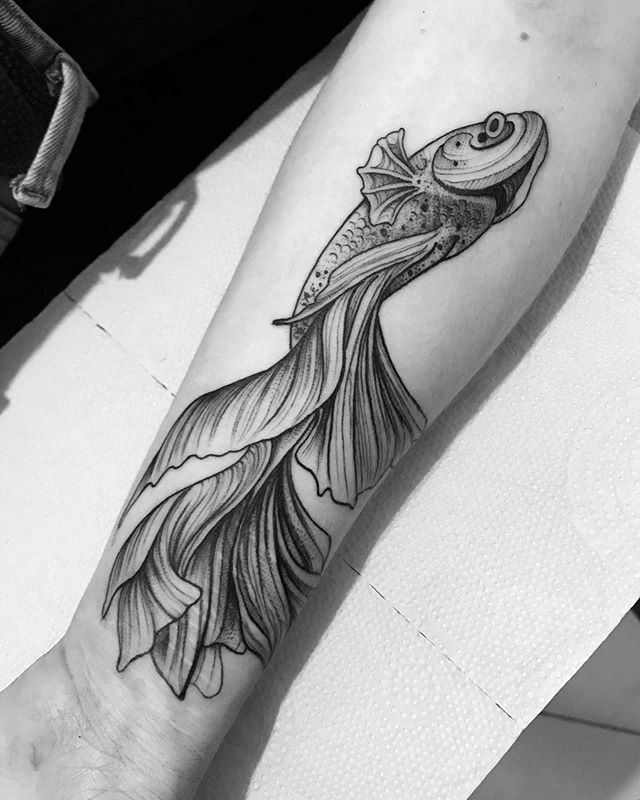A Fancy Tailed Lucky Fish Tattoos for Women Tattoo on skin