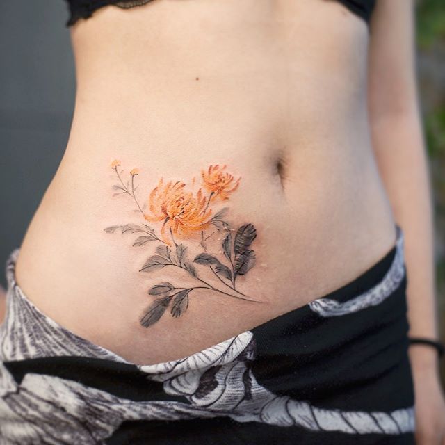 Clever Floral Scar Cover-up Tattoo Designs Tattoo on skin