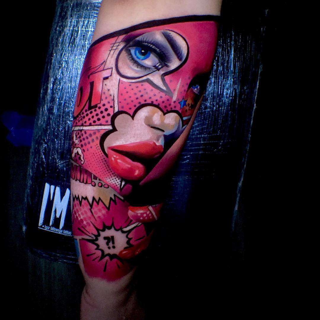 Hyper-Realistic Pop Art Masterpiece Tattoo on skin