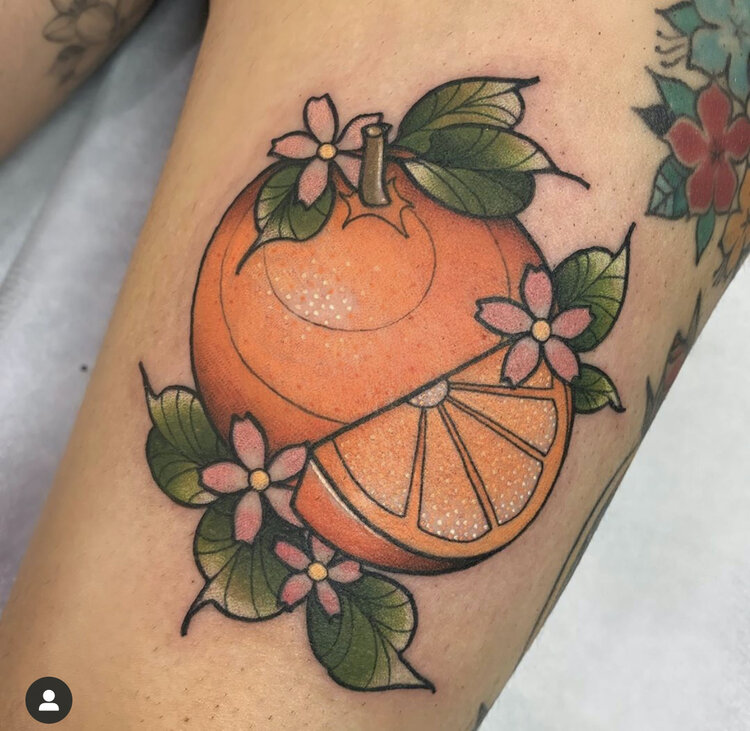 Orange You Glad to See This Tattoo Tattoo on skin