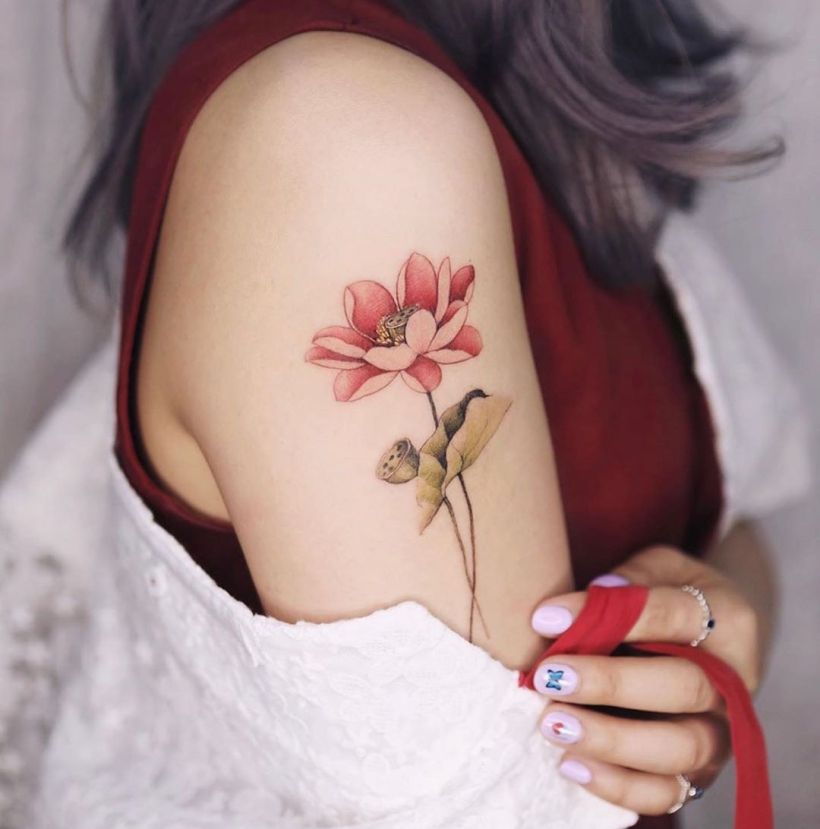 The Year of the Lotus Tattoo on skin