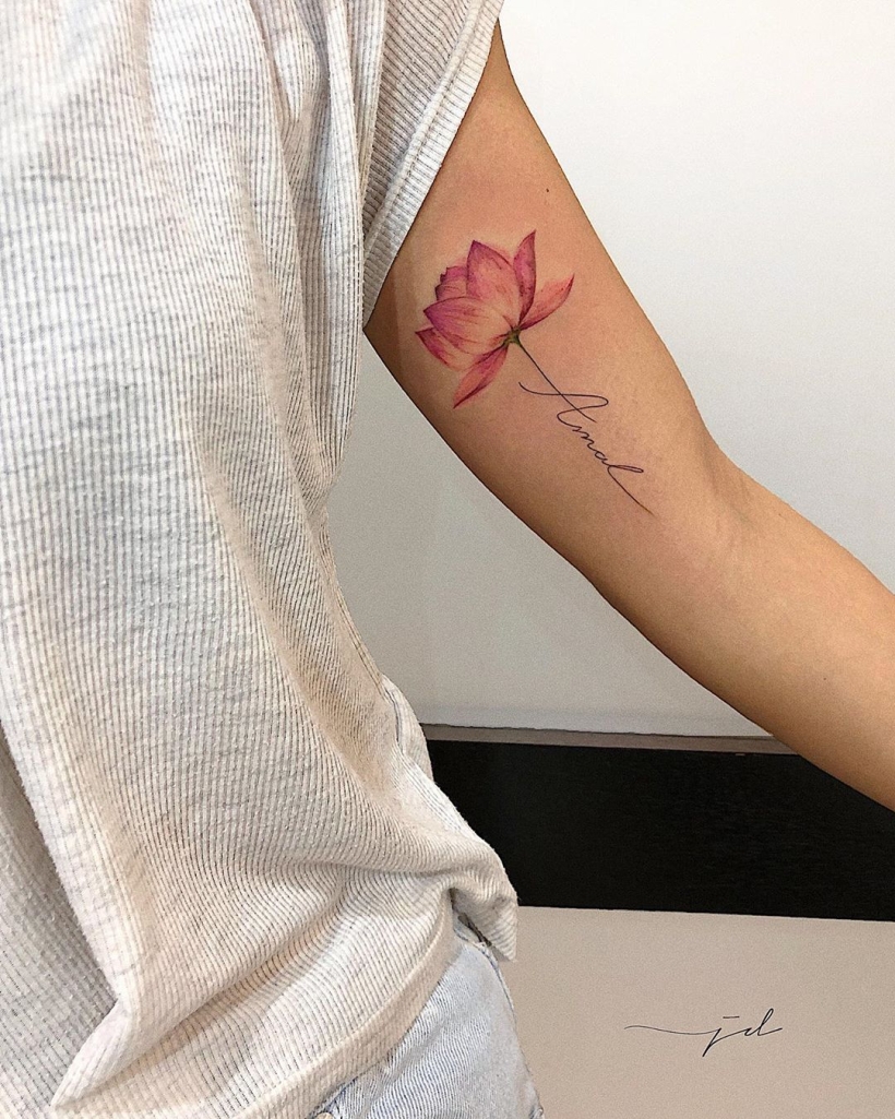 When You Love Yourself, Get a Lotus Tattoo Design Tattoo on skin