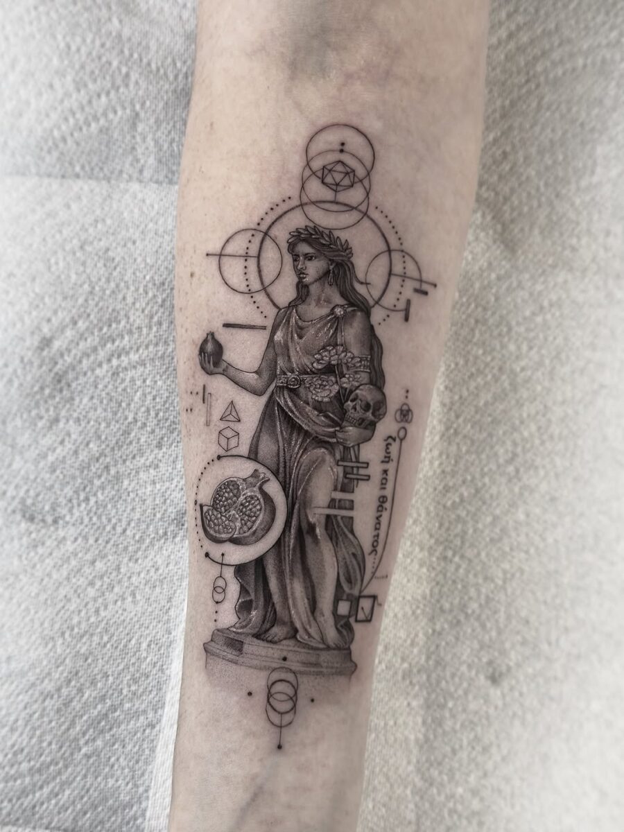 Elegant Athena tattoo design showcasing wisdom and strength Tattoo on skin