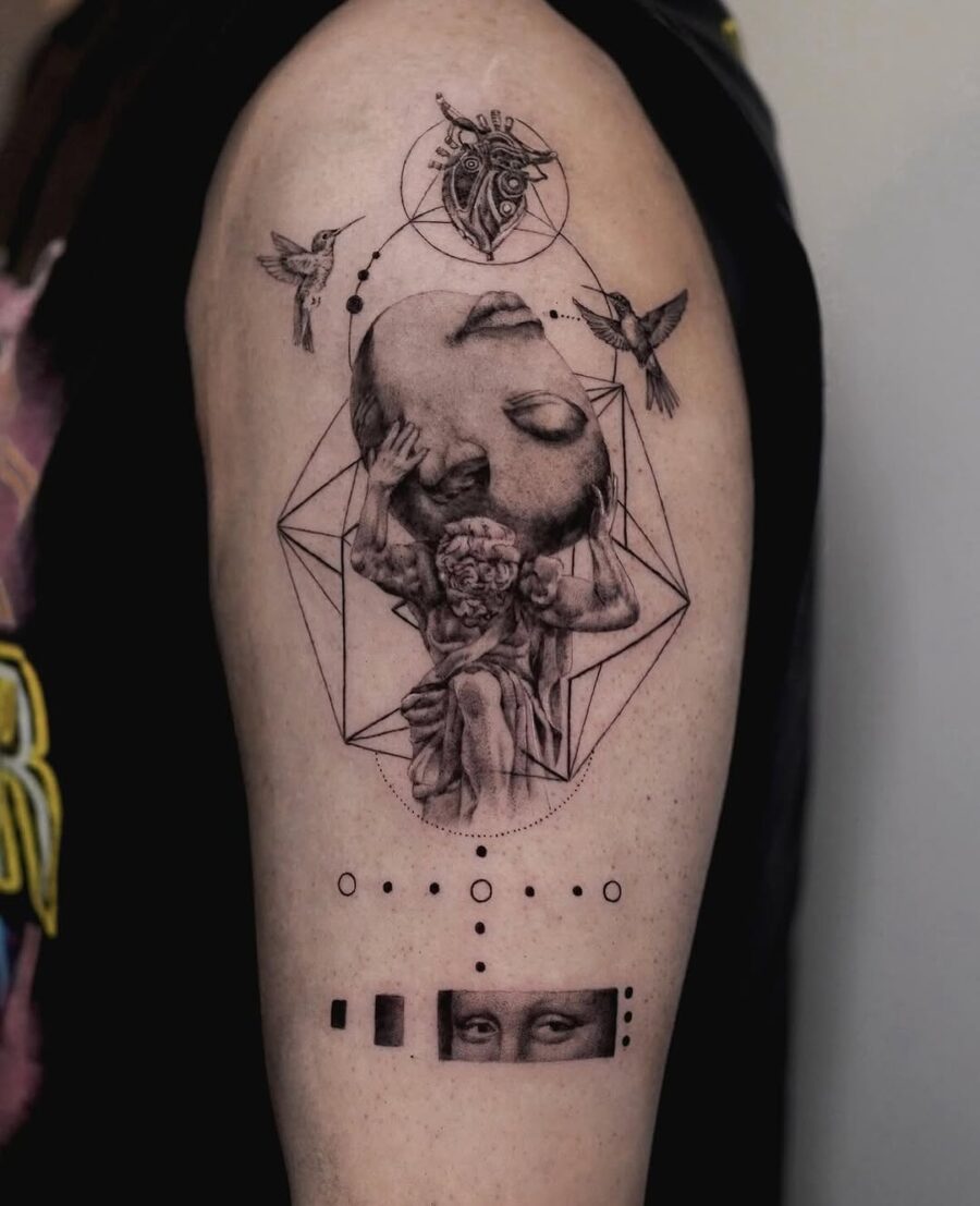 Intricate Greek god tattoo featuring divine elements Tattoo on skin