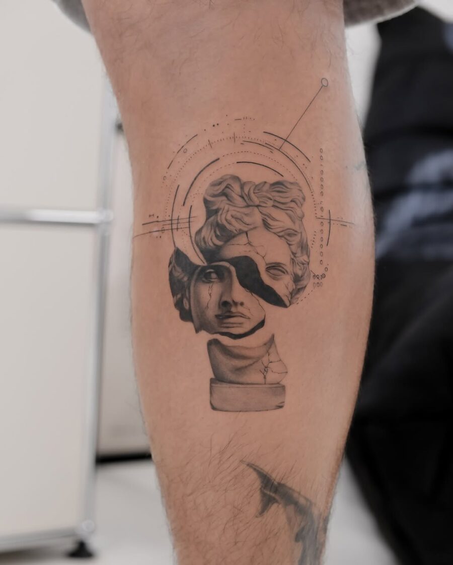 Intricate Greek god tattoo with a modern twist Tattoo on skin