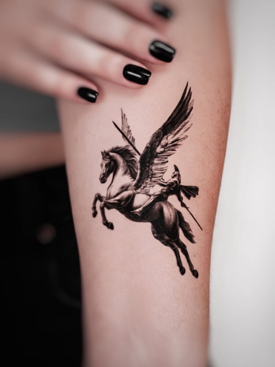 Majestic Pegasus tattoo with intricate details Tattoo on skin