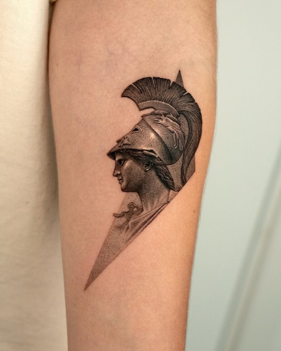 The Goddess of Wisdom Tattoo Design Tattoo on skin