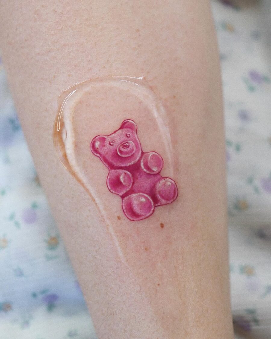 Adorable gummy bear tattoo radiates playful charm Tattoo on skin