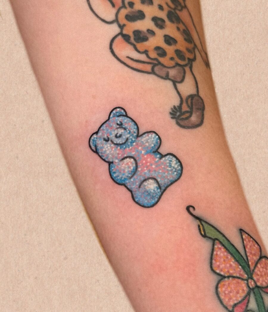 Charming and Colorful Gummy Bear Tattoo Tattoo on skin