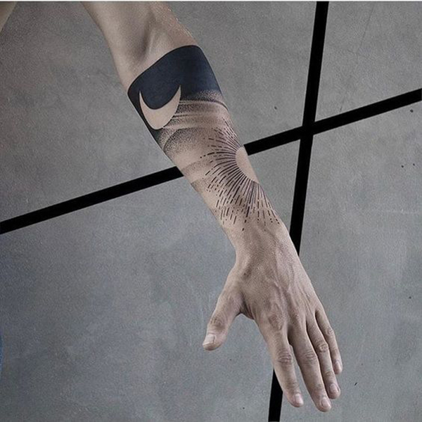 Best Half Sleeve Tattoo Idea for the Darker Side of the Moon Tattoo on skin