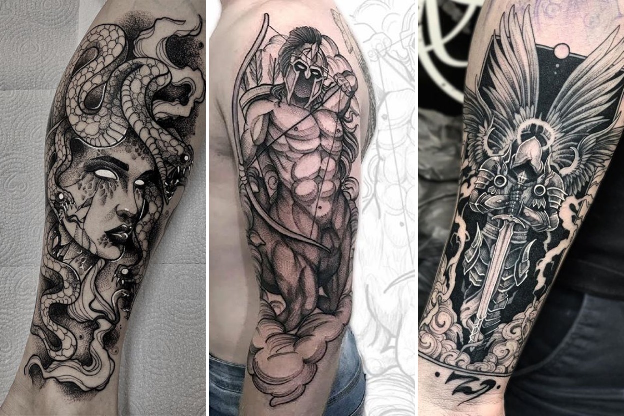 30+ Half Sleeve Tattoos Flowing Naturally With Body Musculature Featured 3-Panel Lookbook Collage