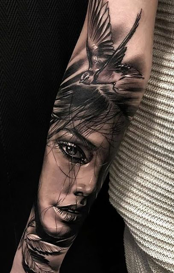 Side Face Pointed Tattoo Idea for the Brain-Picker Tattoo on skin