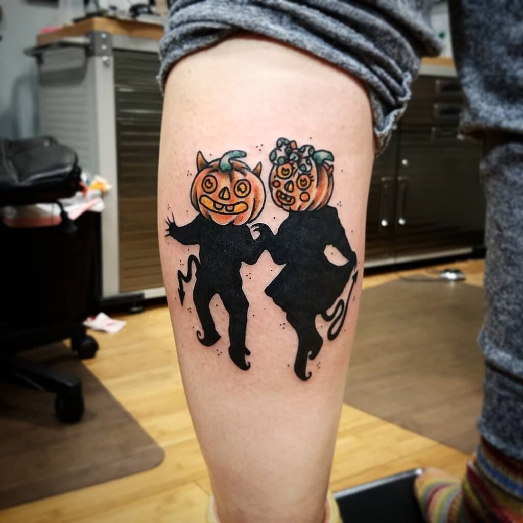 Dancing Pumpkin Couple Tattoo halloween tattoos