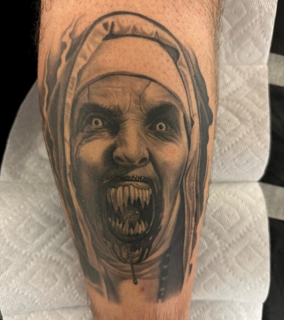Demonic Nun Horror Tattoo halloween tattoos